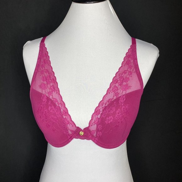 Natori Flowers Bra 30DD Magenta Pink Cherry Blossom Convertible Contour Padded - Picture 3 of 14